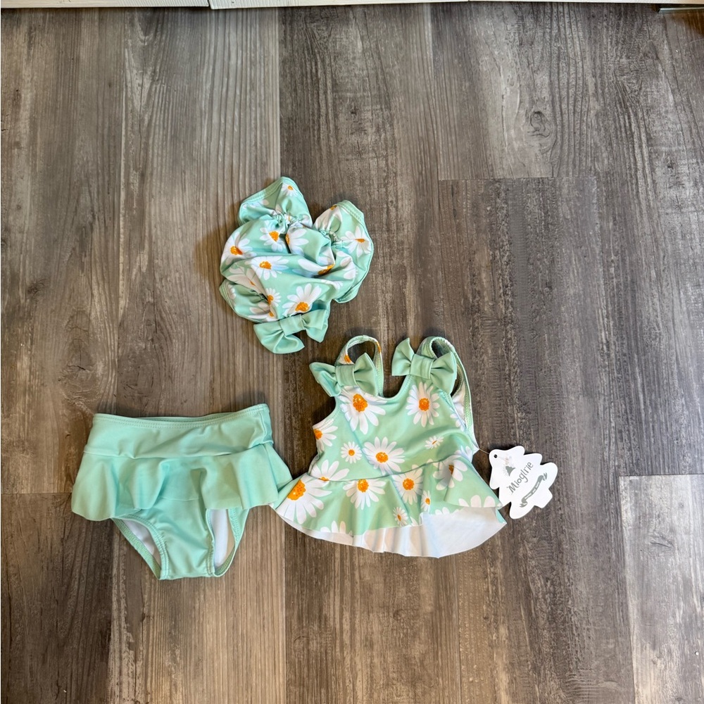 Floral Green Kids Swim‎ Set